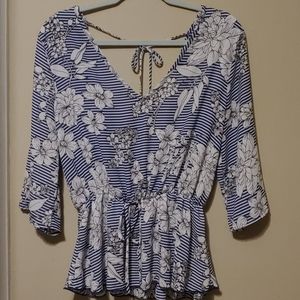 Tropical Vibes Peek-a-Boo Back Blouse